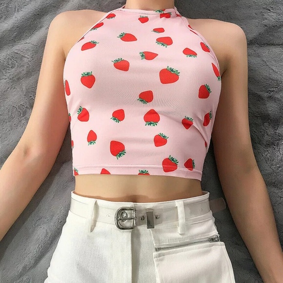Bohofasionfreak Tops - 5🌟LRG Left 2/$15 Strawberries Halter Top  🆕 Deal
